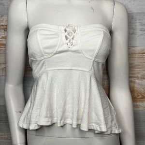 Free People strapless peplum top white size small